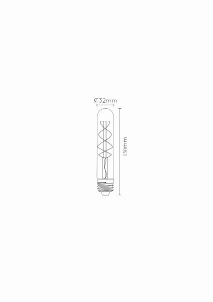 Lucide T32 - Filament bulb - Ø 3 cm - LED Dim. - E27 - 1x4,9W 2200K - Amber - technical